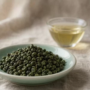 Anxi Tieguanyin Jade Oolong dry tea leaves