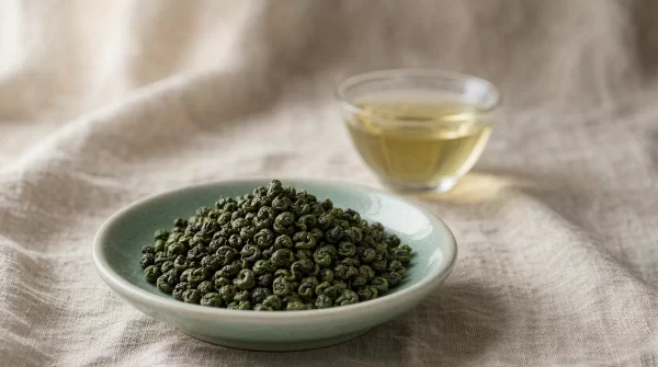Anxi Tieguanyin Jade Oolong dry tea leaves